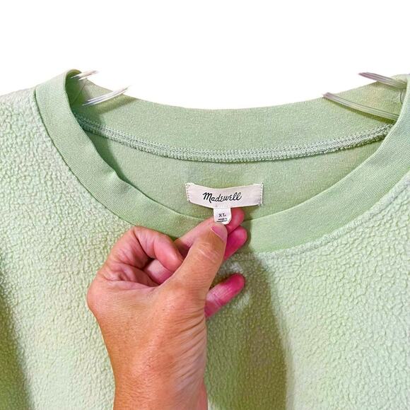 Madewell Sweatshirt XL (Re)sourced Brushed Side-Button Relaxed Green - Picture 3 of 7